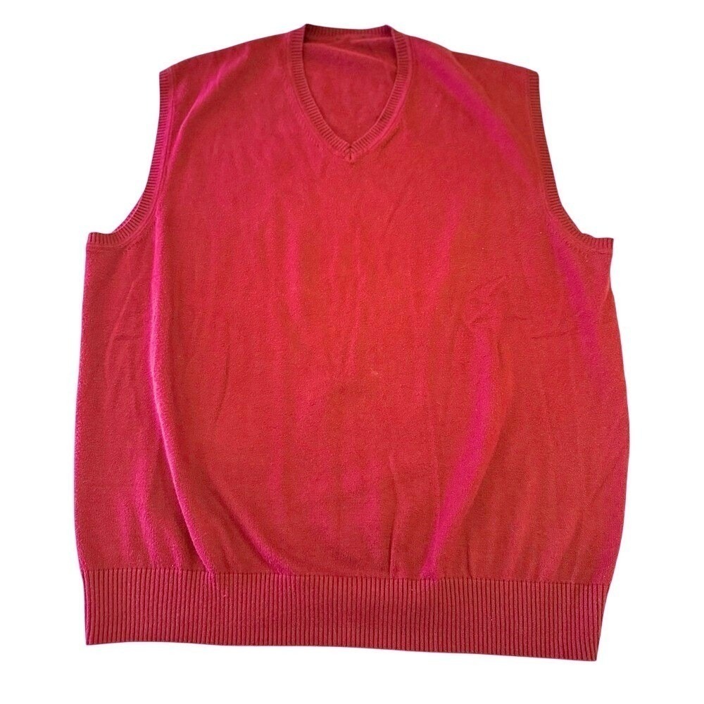 Mens Burgundy Red V-Neck Sweater Vest Sleeveless Knit 1441009203002 Size XL
